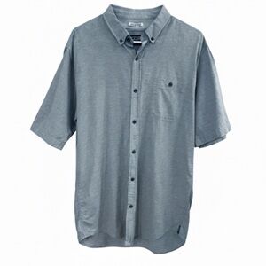 Ezekiel Men's Short Sleeve Button Up Light Blue/Gray Chambray Shirt Size XL EUC!